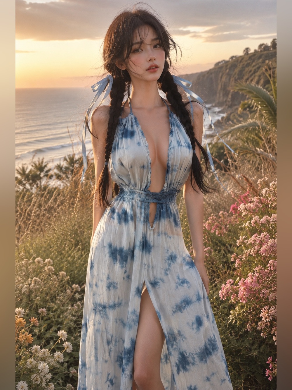Breezes + Barefoot Wanders goddess open back plunging halter maxi resort dress